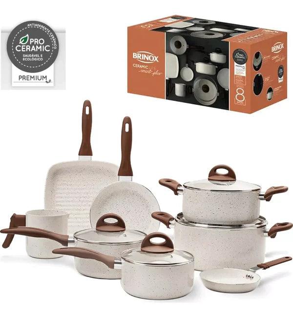Conjunto Panelas Ceramic Life Smart 8 Peças Vanilla - Home Imperio