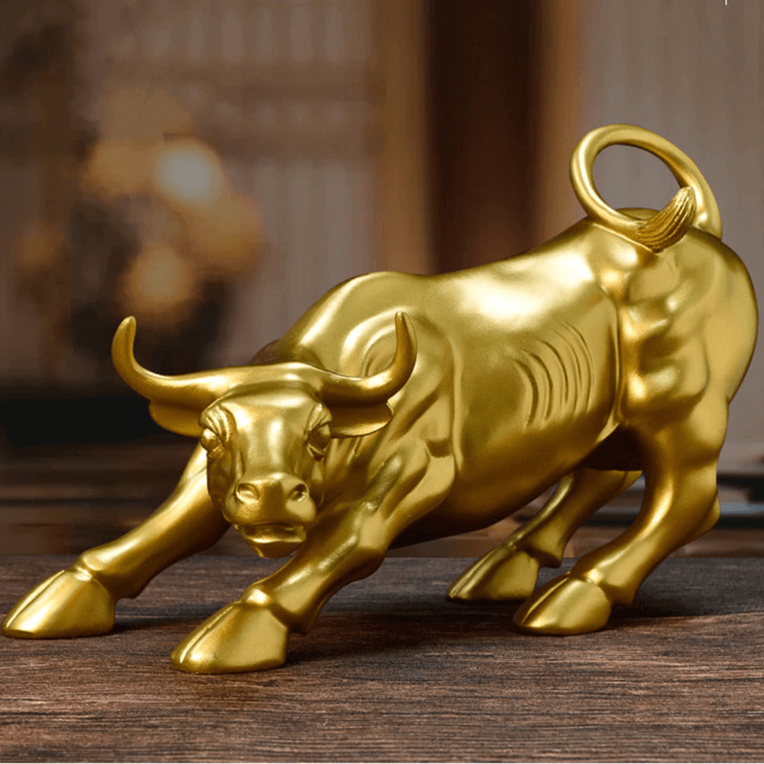 Escultura Touro de Wall Street Dourado - Home Imperio