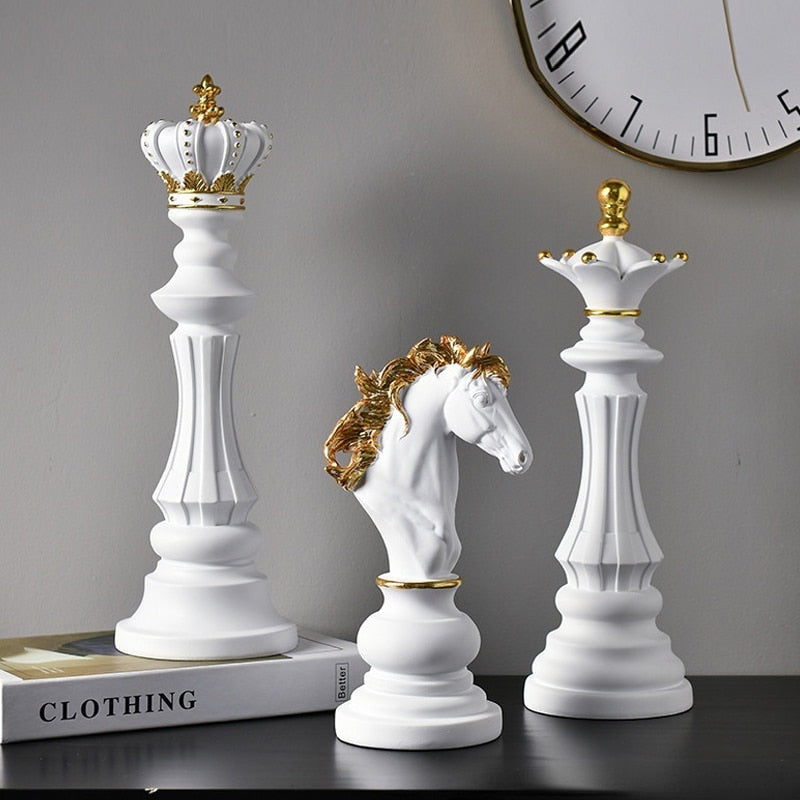 Escultura Peças de Xadrez 3 Peças - Home Imperio