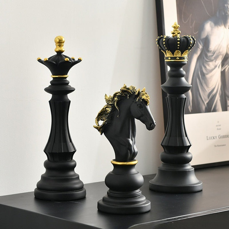 Escultura Peças de Xadrez 3 Peças - Home Imperio